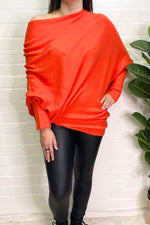 ELIZABETH Asymmetric Knitted Jumper - Burnt Orange