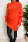 ELIZABETH Asymmetric Knitted Jumper - Burnt Orange