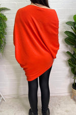 ELIZABETH Asymmetric Knitted Jumper - Burnt Orange