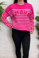 KARINE 'Amour' Striped Cropped Jumper - Fuchsia