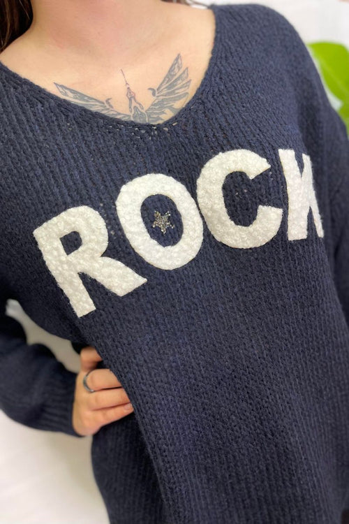 RHIAN 'Rock' Knitted Jumper - Navy
