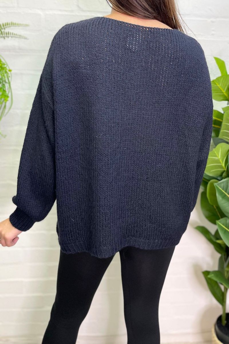 RHIAN 'Rock' Knitted Jumper - Navy