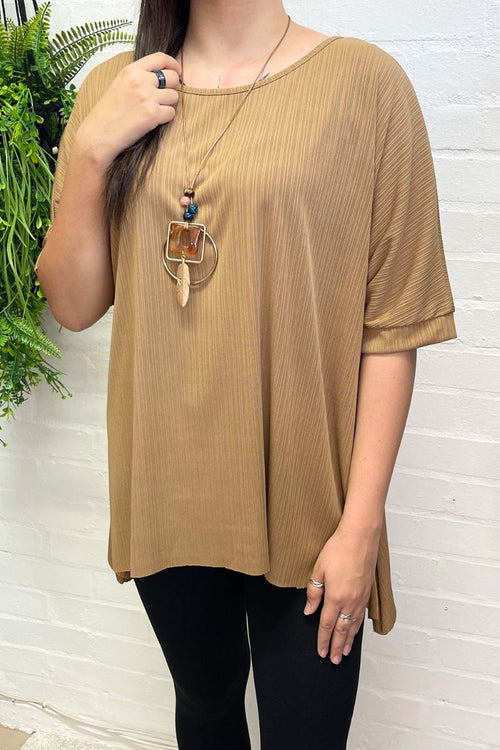 SUSAN Stripe Effect Top - Camel