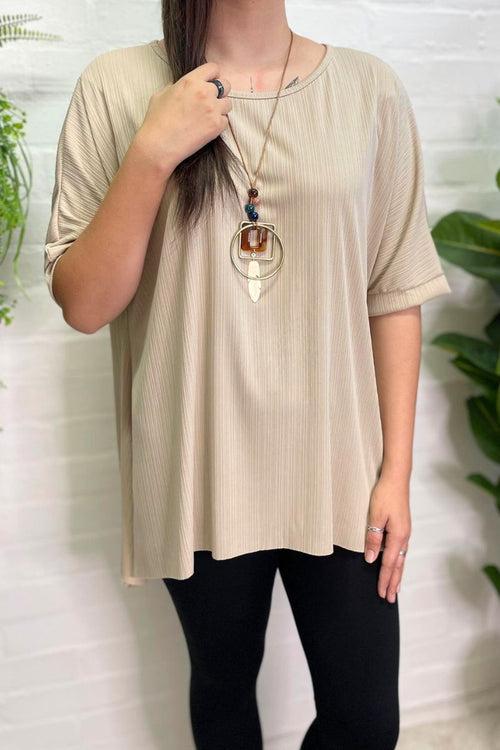 SUSAN Stripe Effect Top - Beige