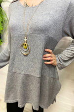 VALERIE Waffle Knit Top - Grey