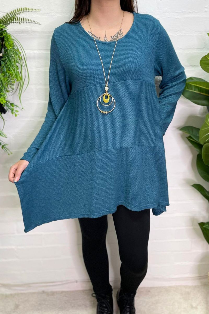 VALERIE Waffle Knit Top - Teal