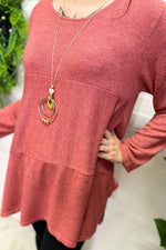 VALERIE Waffle Knit Top - Rust