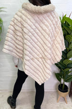 DARBY Faux Fur Poncho - Beige