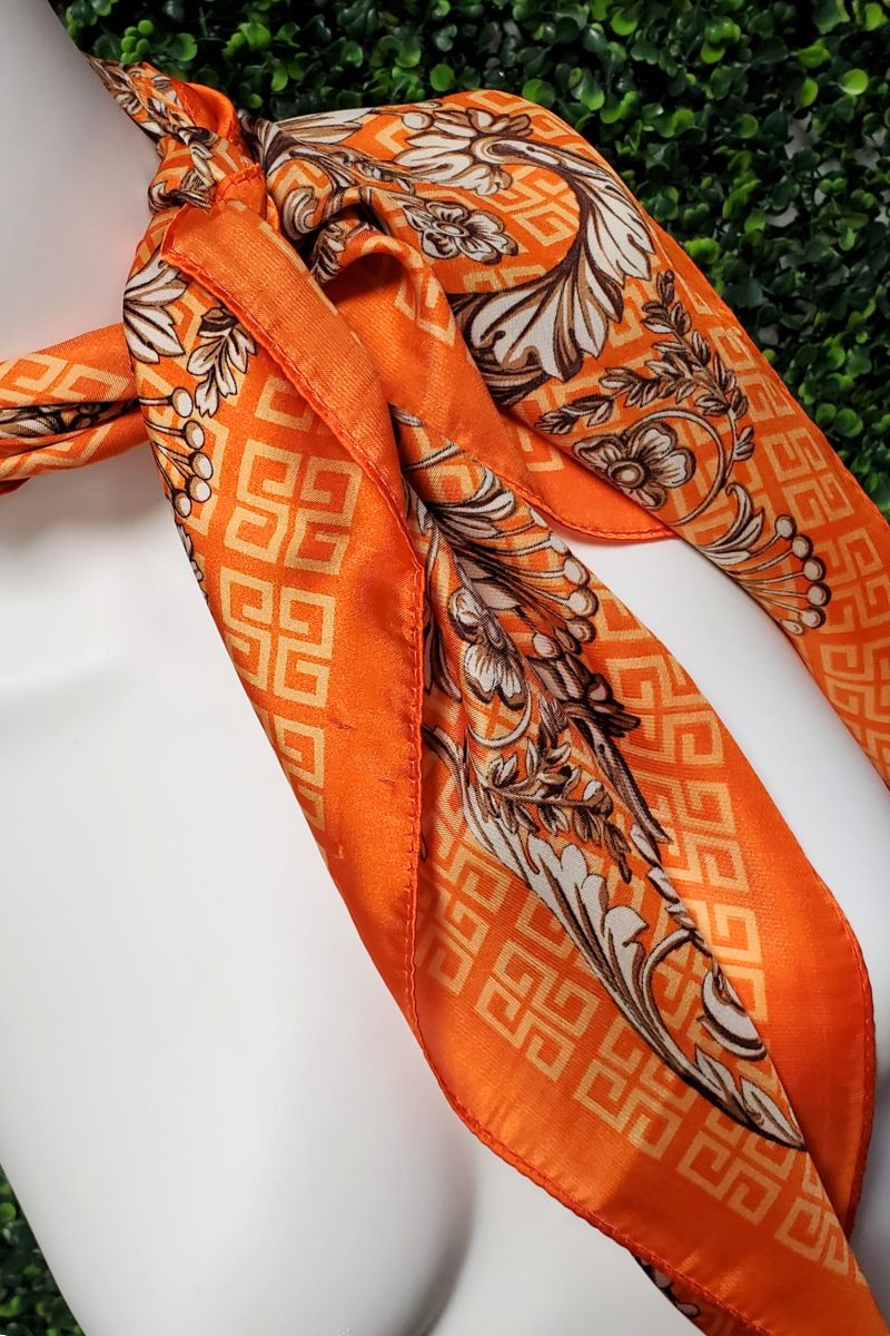 Orange Geometric Neck Scarf - C58