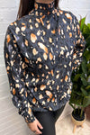 ZOE Leopard Print Blouse - Charcoal