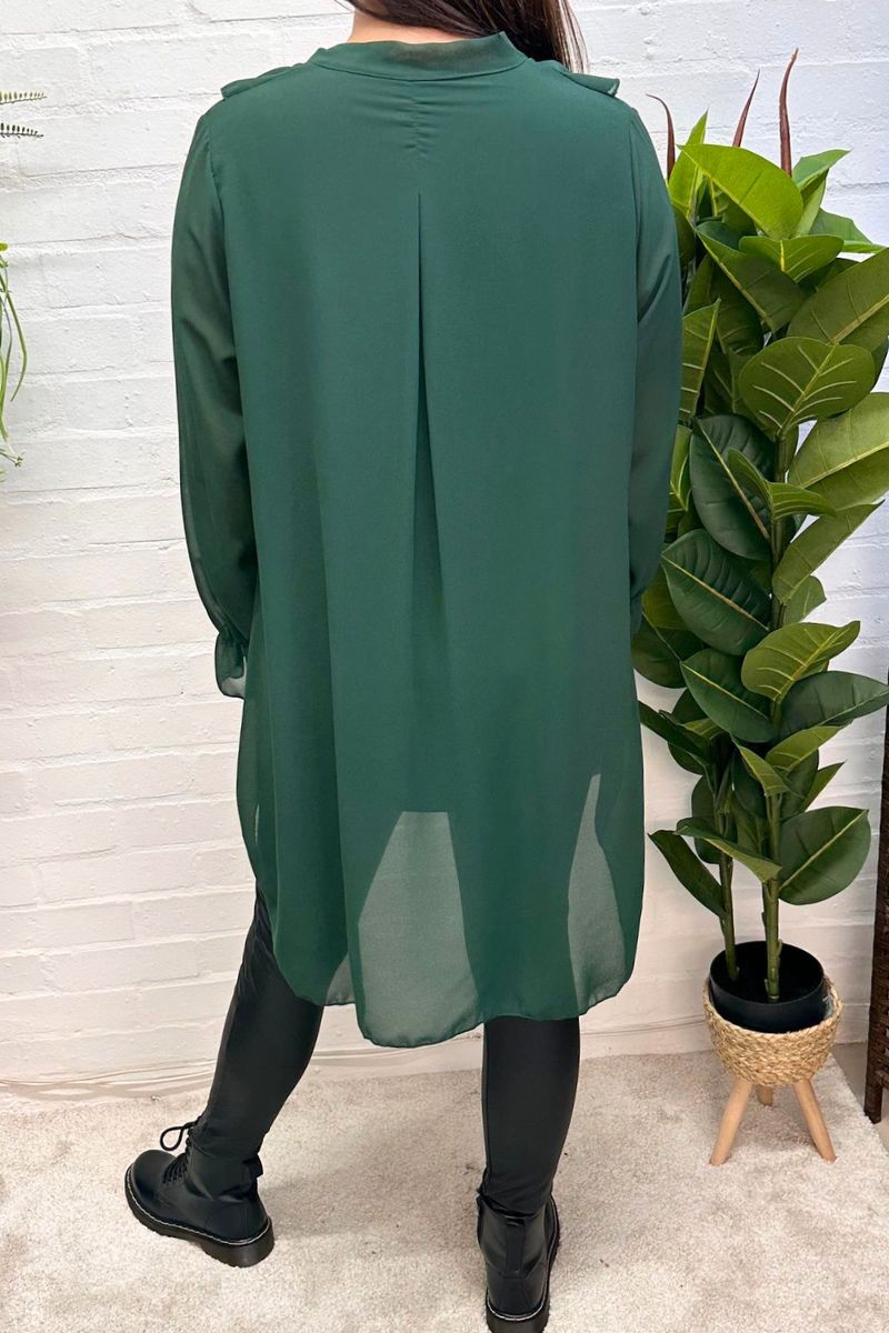 ELIANA Frill Blouse - Forest Green