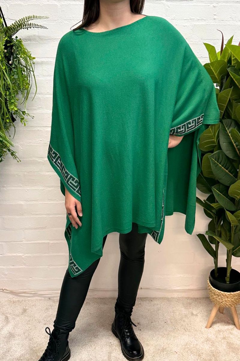 MONIQUE Oversized Poncho - Jade Green