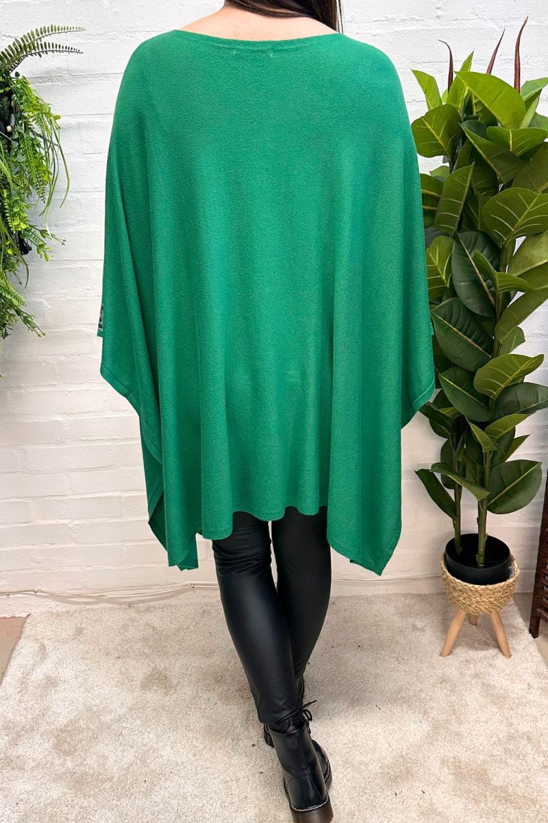 MONIQUE Oversized Poncho - Jade Green