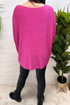 AMINA Waffle Knit Hi-low hem Top - Fuchsia