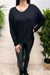 VERA Plain Hi-Low Hem Top - Black