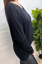 VERA Plain Hi-Low Hem Top - Black