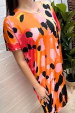 LOWRIE Animal Print Dress - Orange