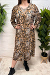 ROSIE Animal Print Shirt Dress - Camel