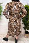 ROSIE Animal Print Shirt Dress - Camel