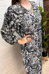 ROSIE Animal Print Shirt Dress - Black