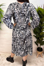 ROSIE Animal Print Shirt Dress - Black