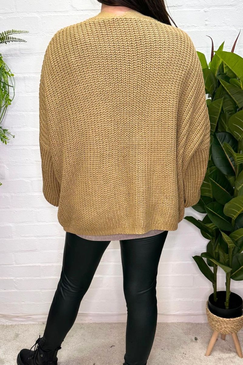 TRINNY Short Knitted Cardigan - Camel