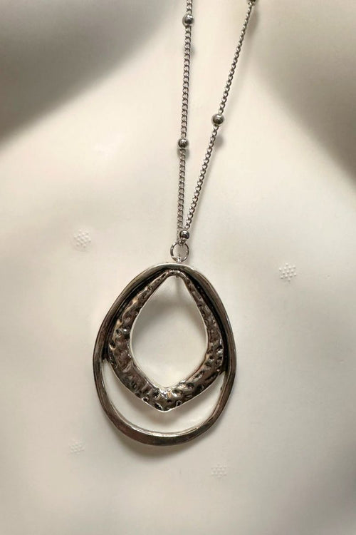Silver Double Oval Necklace - C66
