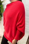 ELIZABETH Asymmetric Knitted Jumper - Red