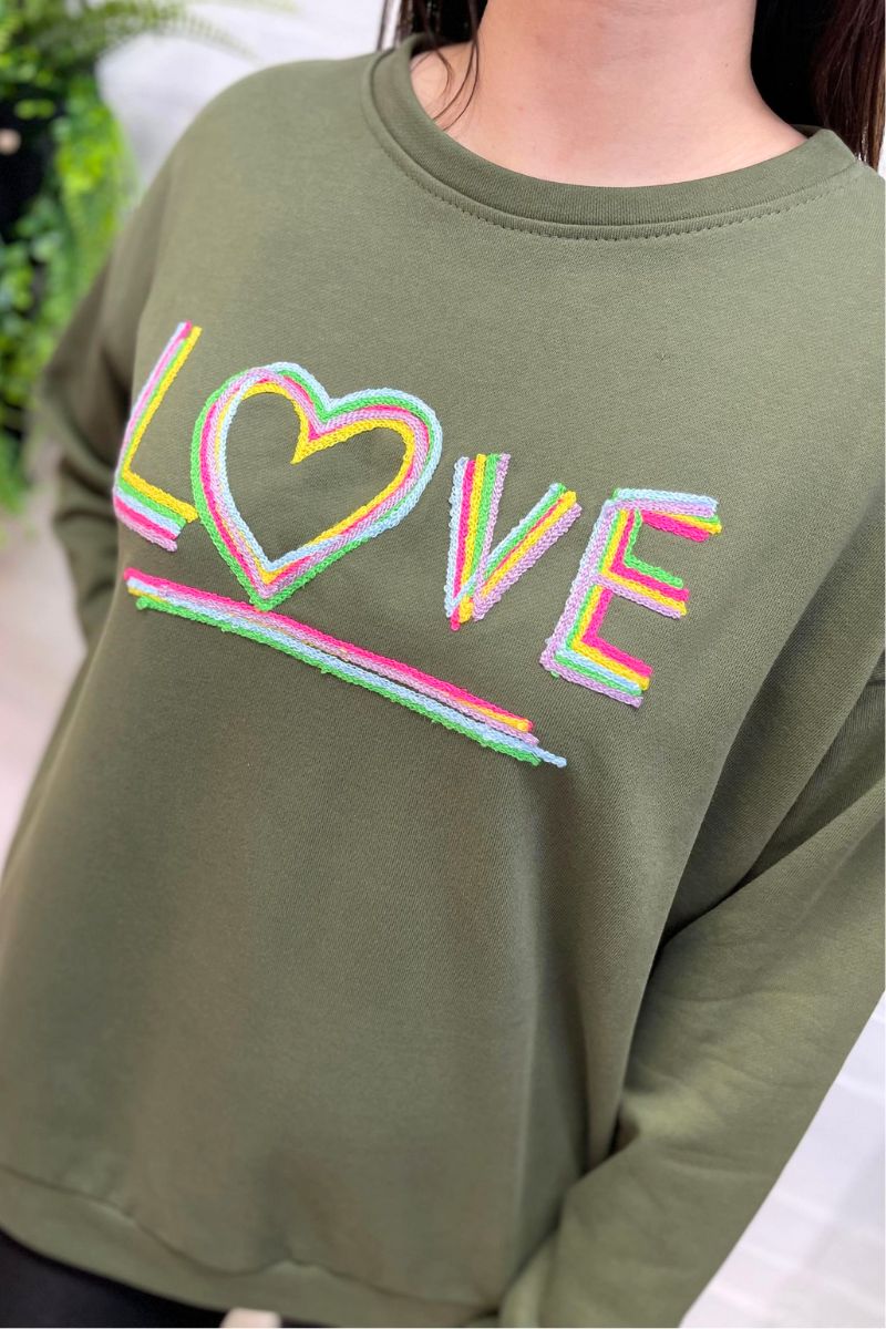 PENELOPE 'Love' Sweatshirt - Khaki