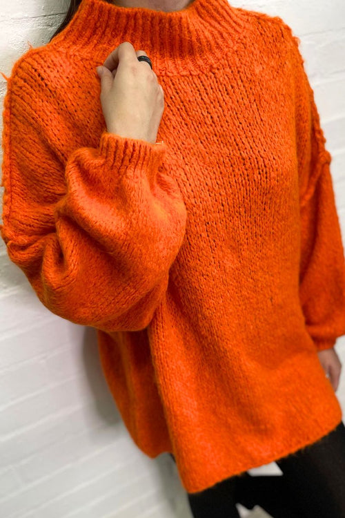 GABRIELA Oversized Knitted Jumper - Burnt Orange