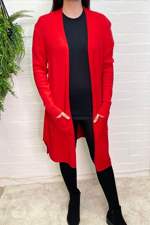 VIDA Plain Cardigan - Red