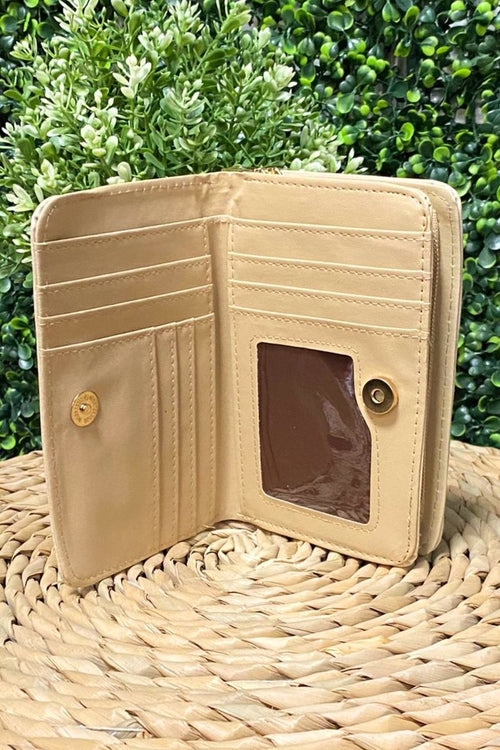 LETTIE Gold Emblem Purse - Beige