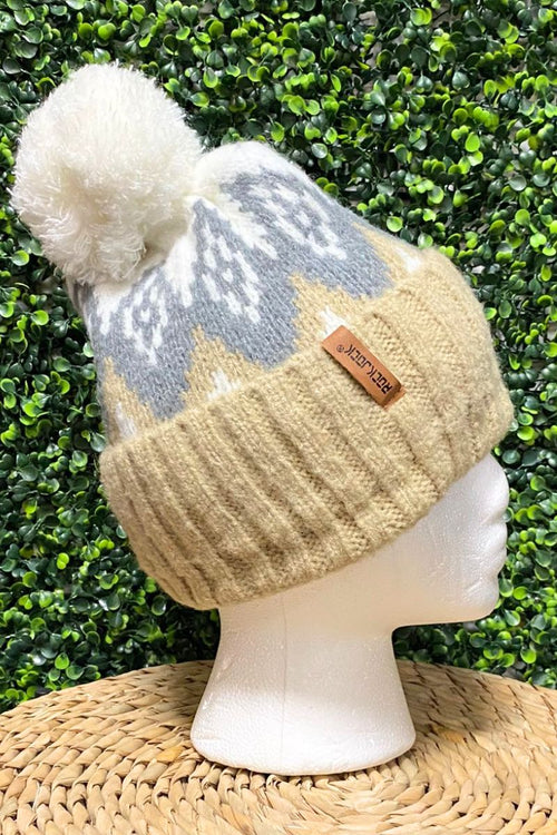 KAECE Chevron Knitted Hat - Beige