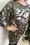 VANESSA Animal Print Batwing Top - Khaki
