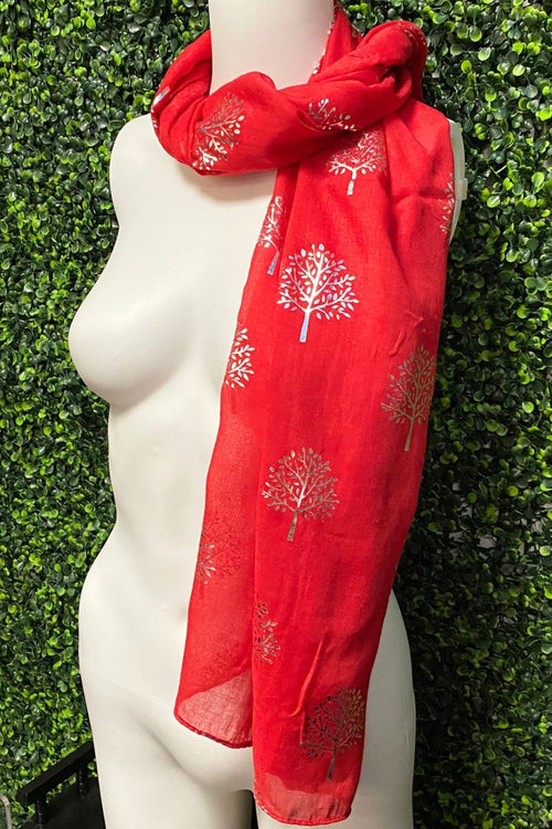 OLIVE Tree Scarf - Red
