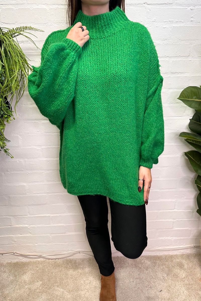 GABRIELA Oversized Knitted Jumper - Jade Green