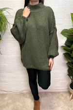 GABRIELA Oversized Knitted Jumper - Khaki