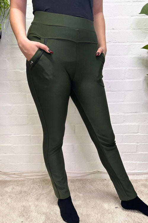 EMELIA Stretch Trouser - Khaki