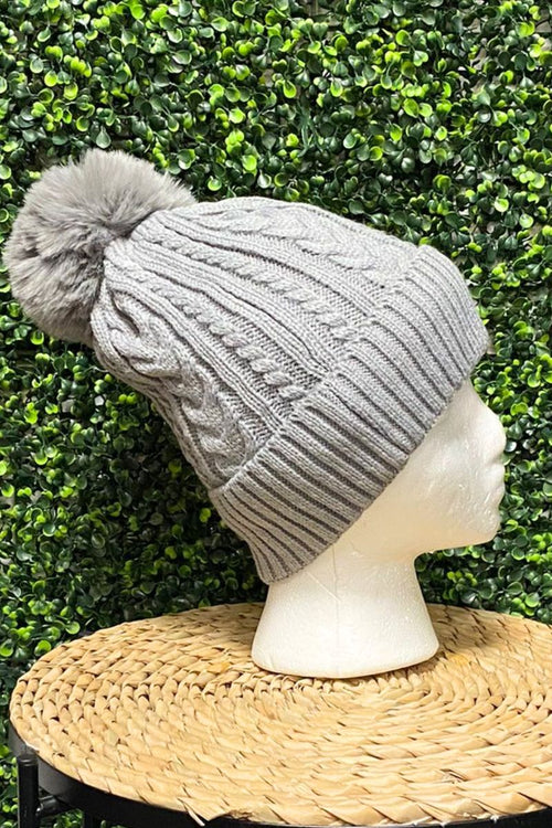 NANCY Cable Knit Hat - Grey