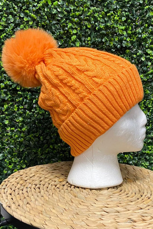 NANCY Cable Knit Hat - Orange