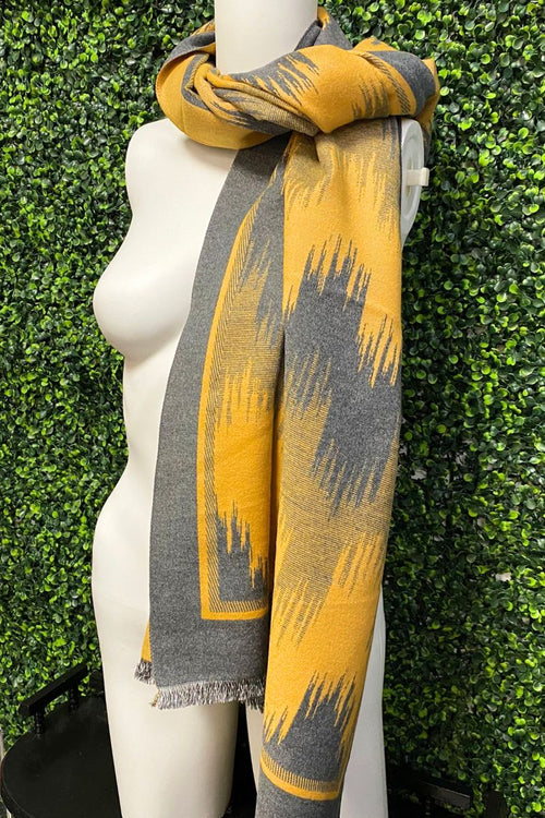 ROSA Reversible Brush Stroke Scarf - Mustard