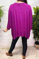 KELLY Oversized Batwing Top - Magenta