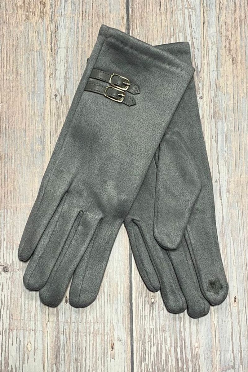 Grey Buckle Gloves - AB01