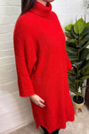 RONA Cowl Neck Knit Dress - Red