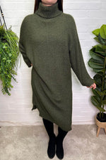 RONA Cowl Neck Knit Dress - Khaki
