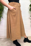 NICOLA Corduroy Pocketed Skirt - Camel