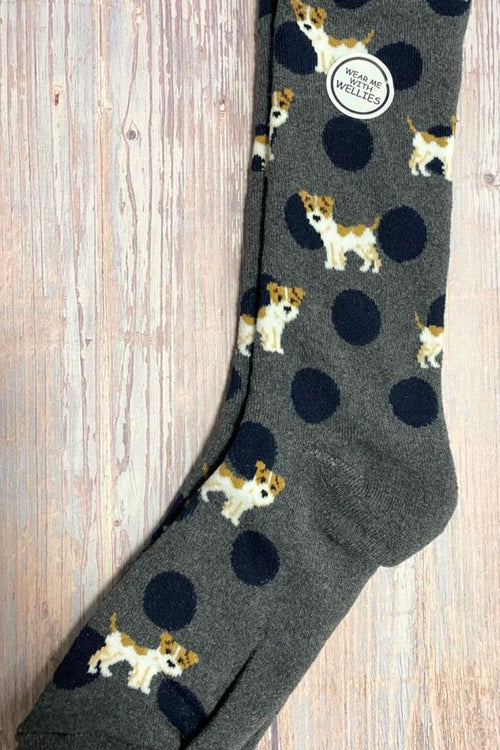 BETH Spotted Dog Welly Sock - Charcoal
