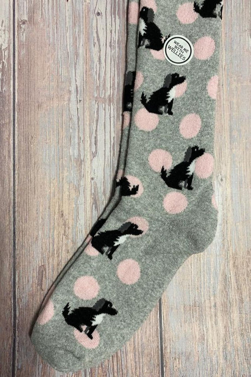 BETH Spotted Dog Welly Sock - Light Grey