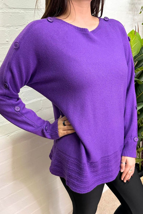 TANYA Button Sleeve Jumper - Purple