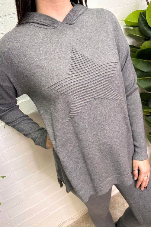 APRIL Hooded Star Loungewear Set - Grey